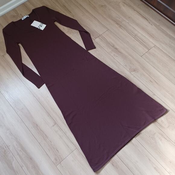 Zara Bodycon Maxi Dress Spiced Apple S NWT - Picture 5 of 11